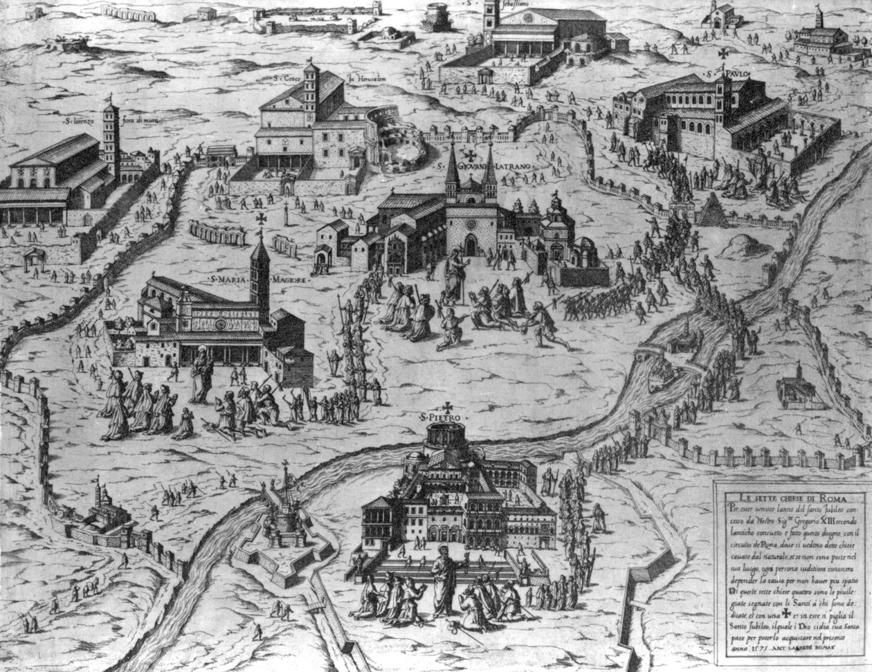 Rooman seitsemän kirkkoa, 1575 tekijältä Antonio Lafreri
