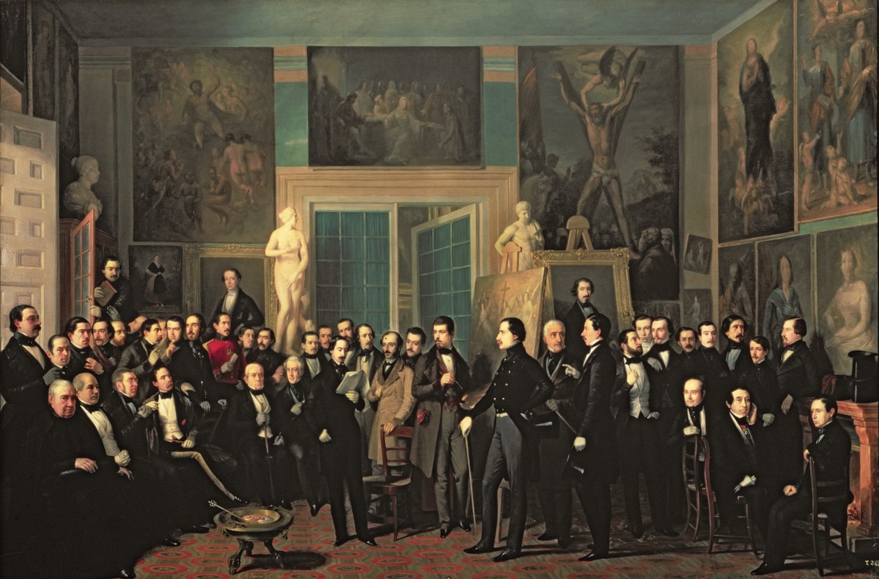 Runoilijoiden kokoontuminen, 1846 tekijältä Antonio María Esquivel