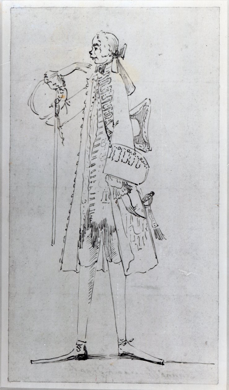 Carlo Maria Broschi, "Farinelli" (muste paperille) tekijältä Antonio Maria Zanetti