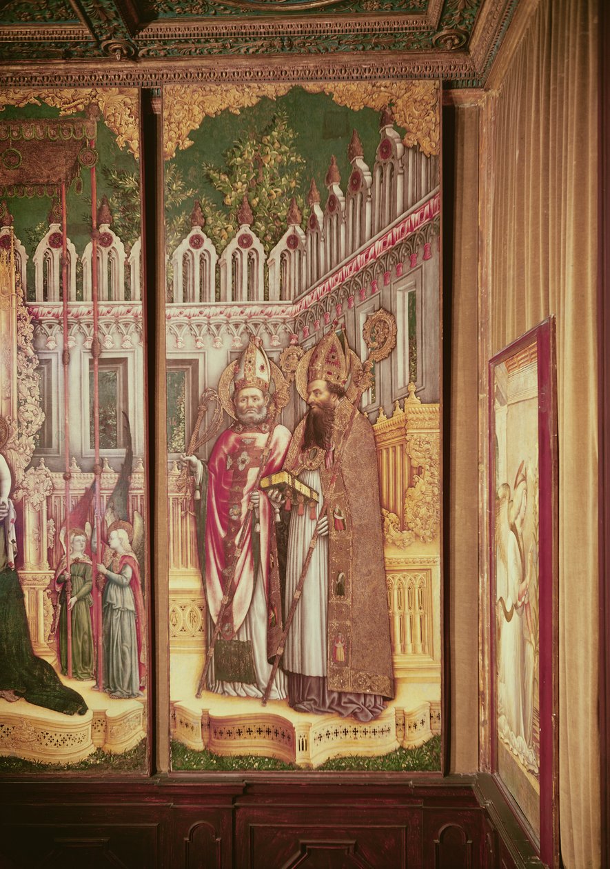 Neitsyen ja lapsen triptyykki pyhien ympäröimänä, yksityiskohta oikeanpuoleisesta paneelista, jossa on Pyhä Augustinus ja Pyhä Ambrose, 1446 (tempera kankaalle) tekijältä Antonio Vivarini