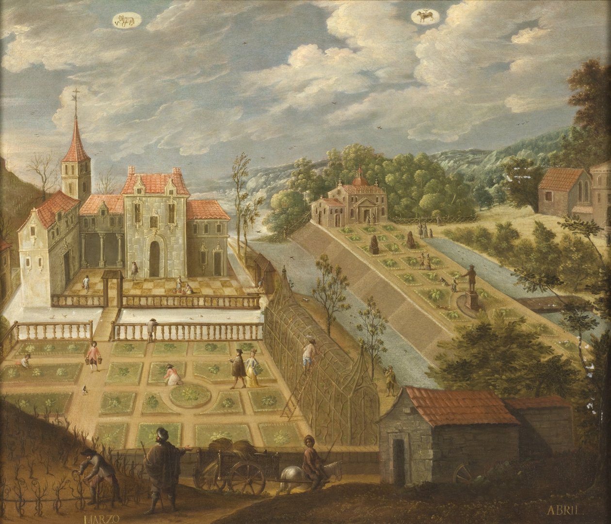 Maaliskuussa ja huhtikuussa Los doce meses del año (Vuoden kaksitoista kuukautta), 1650-99 tekijältä Antonio de Espinosa