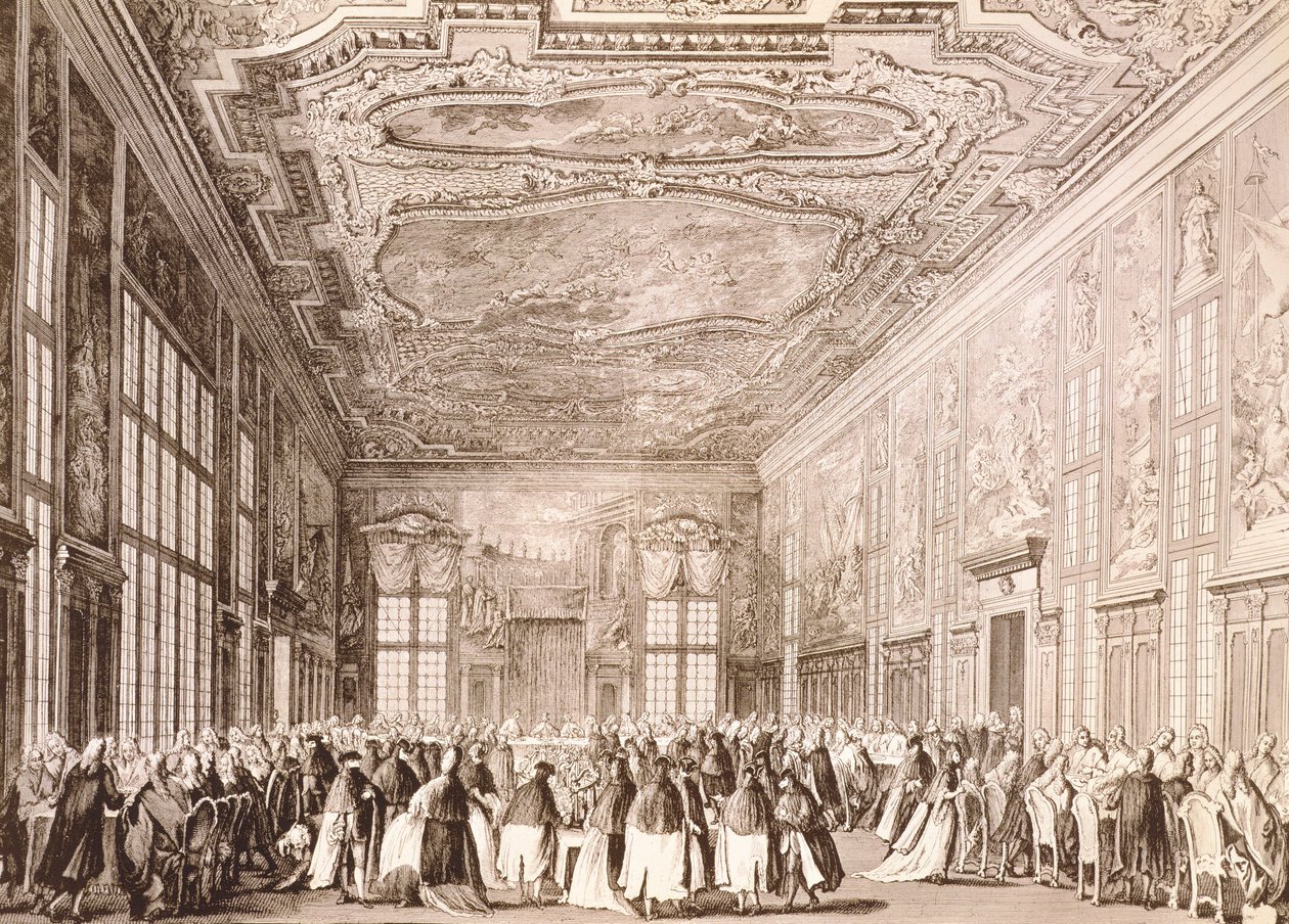 Ducal-juhla, Venetsian dogen pitämä banketti ulkomaisten valtuuskuntien edustajien kunniaksi tekijältä Antonio (after) Canaletto