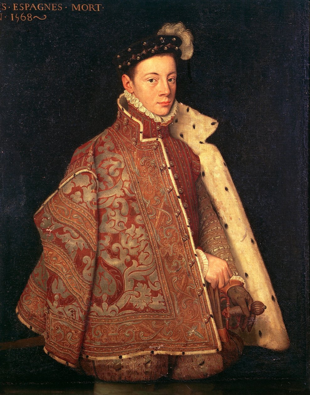 Don Carlosin, Asturian prinssin muotokuva (öljy kankaalle) tekijältä Antonio (studio of) (attr. to) Moro