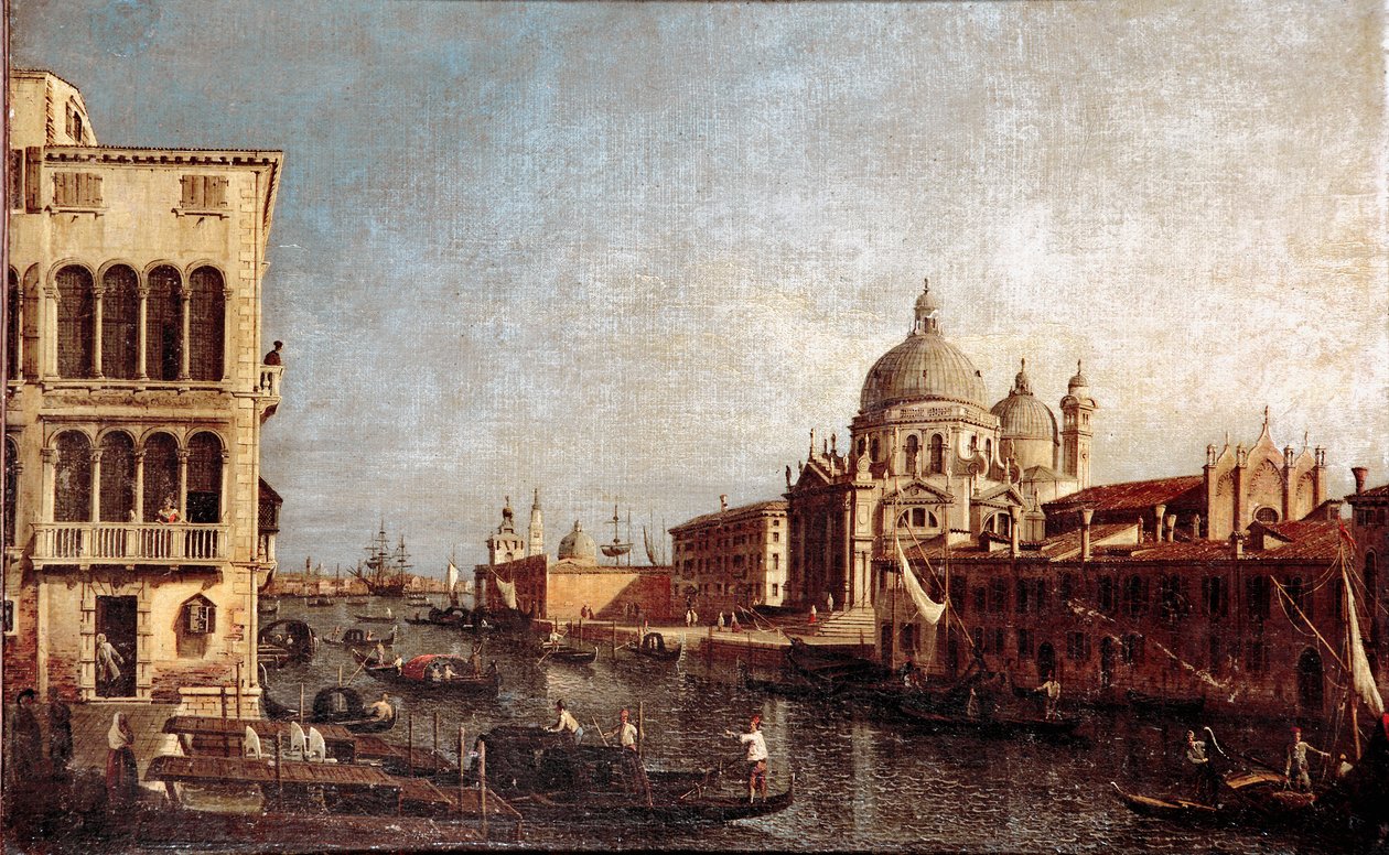 Näkymä Venetsian Salute-kirkosta Giovanni Antonion työpajan maalaus Canal dit il Canaletto (1697-1768) 1740-1750 su. 48x74 cm venemuseo Correr tekijältä Antonio (studio of) Canaletto