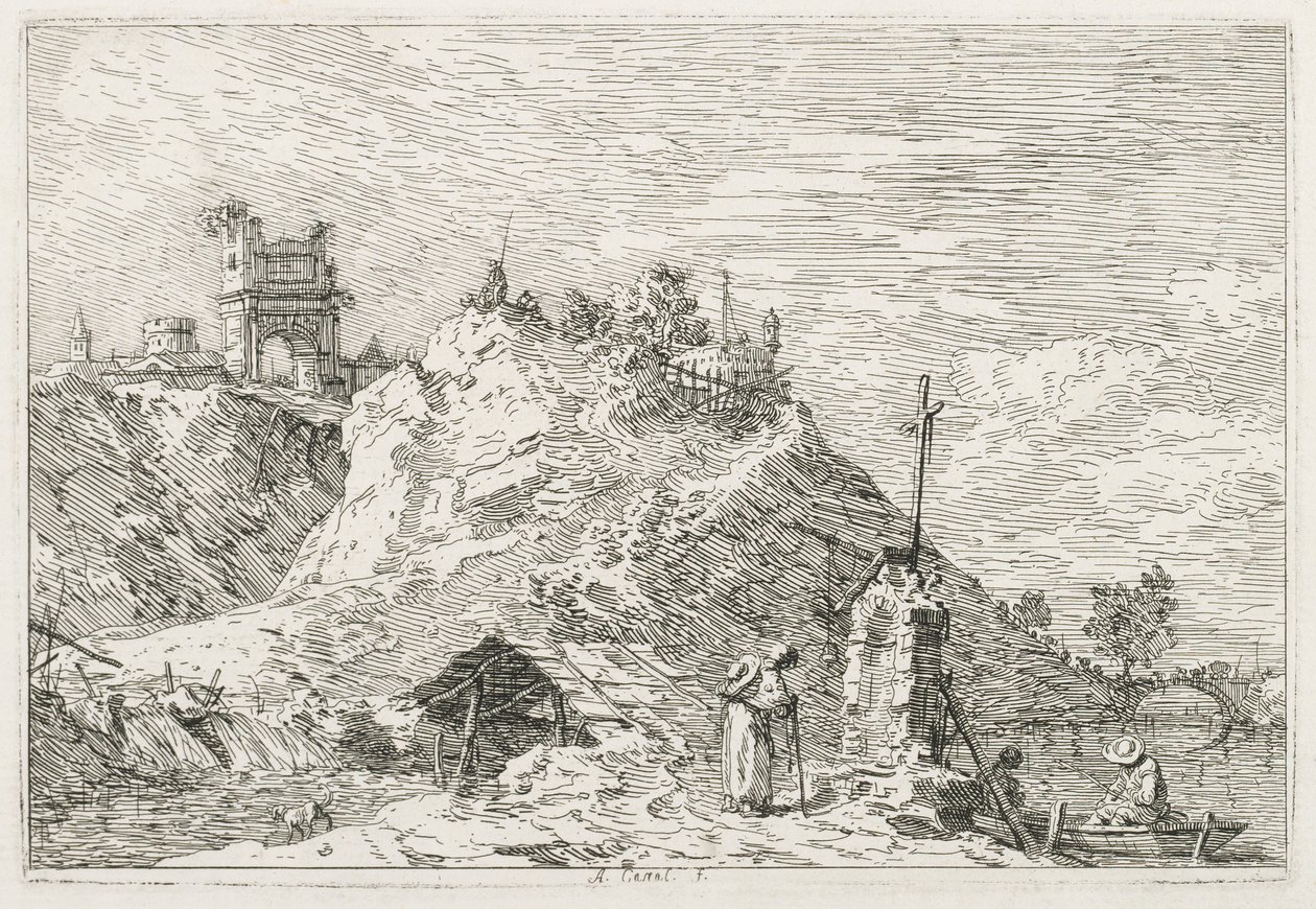 Näkymät: Pyhiinvaeltaja rukouksessa tekijältä Antonio Canaletto