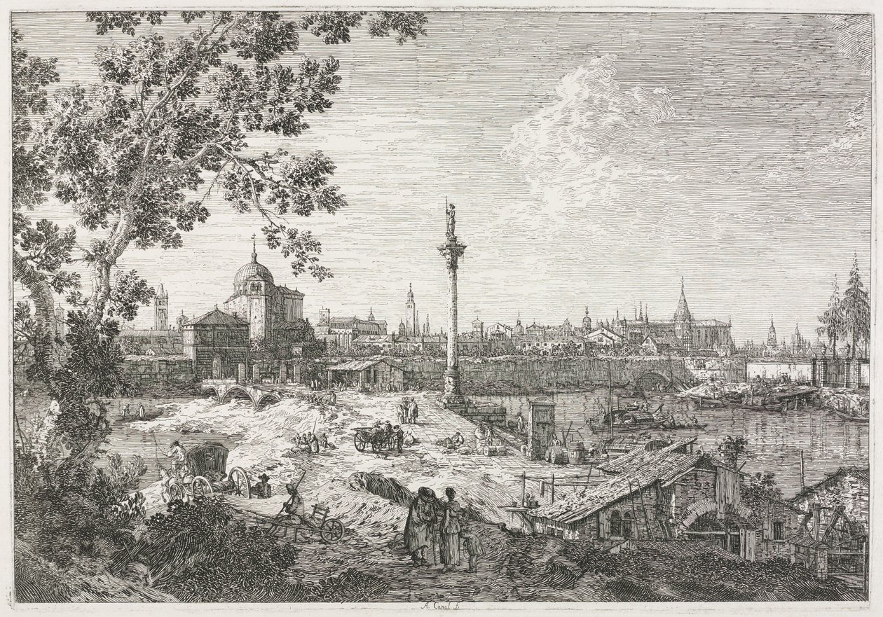 Näkymät: Kuvitteellinen näkymä Padovasta tekijältä Antonio Canaletto