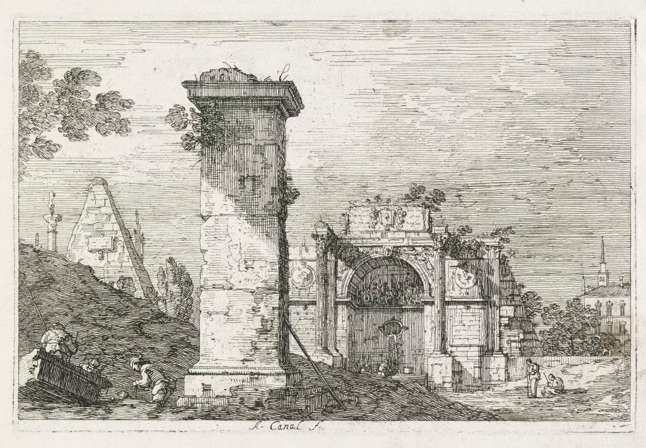 Näkymät: Eristetty pilari tekijältä Antonio Canaletto