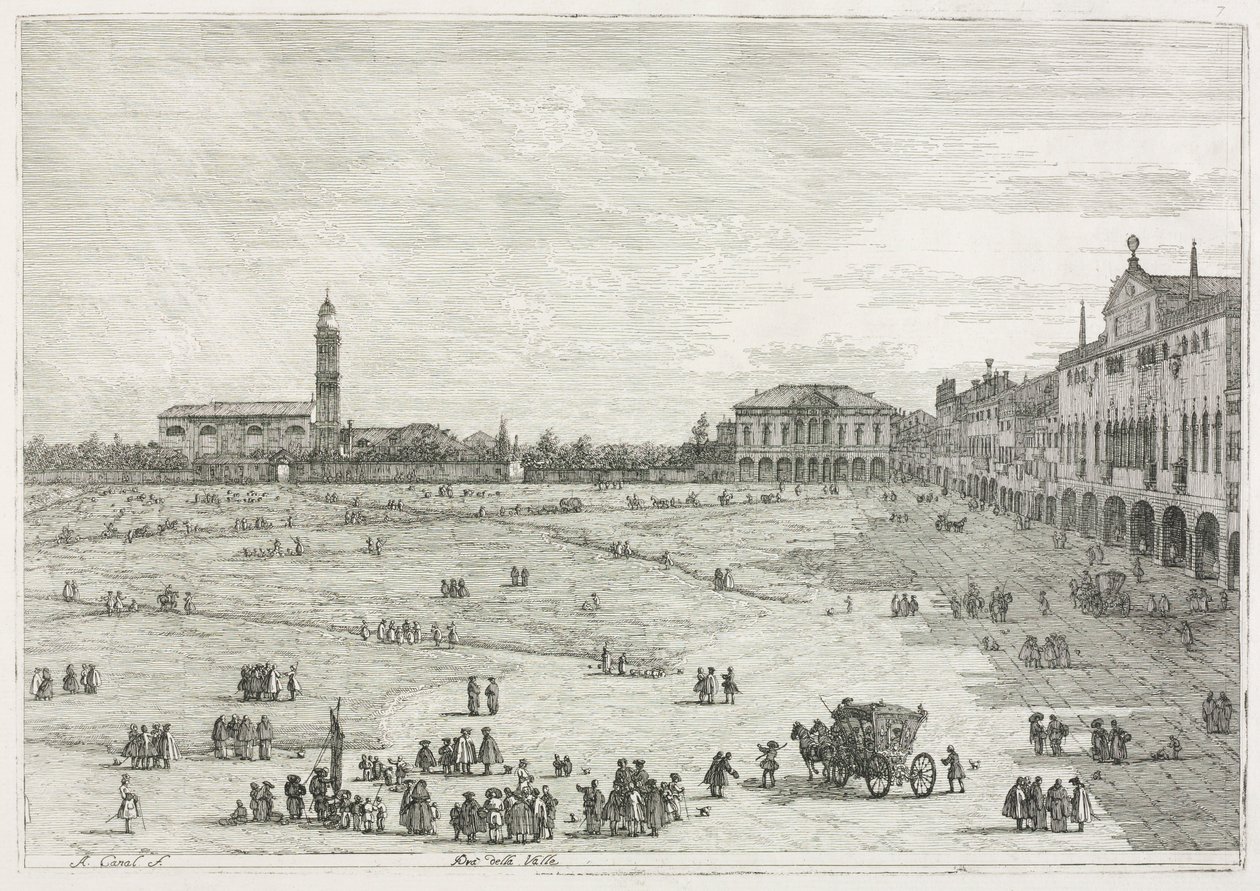 Näkymät: Prà della Valle, Padova, 1735-1746. tekijältä Giovanni Antonio Canal