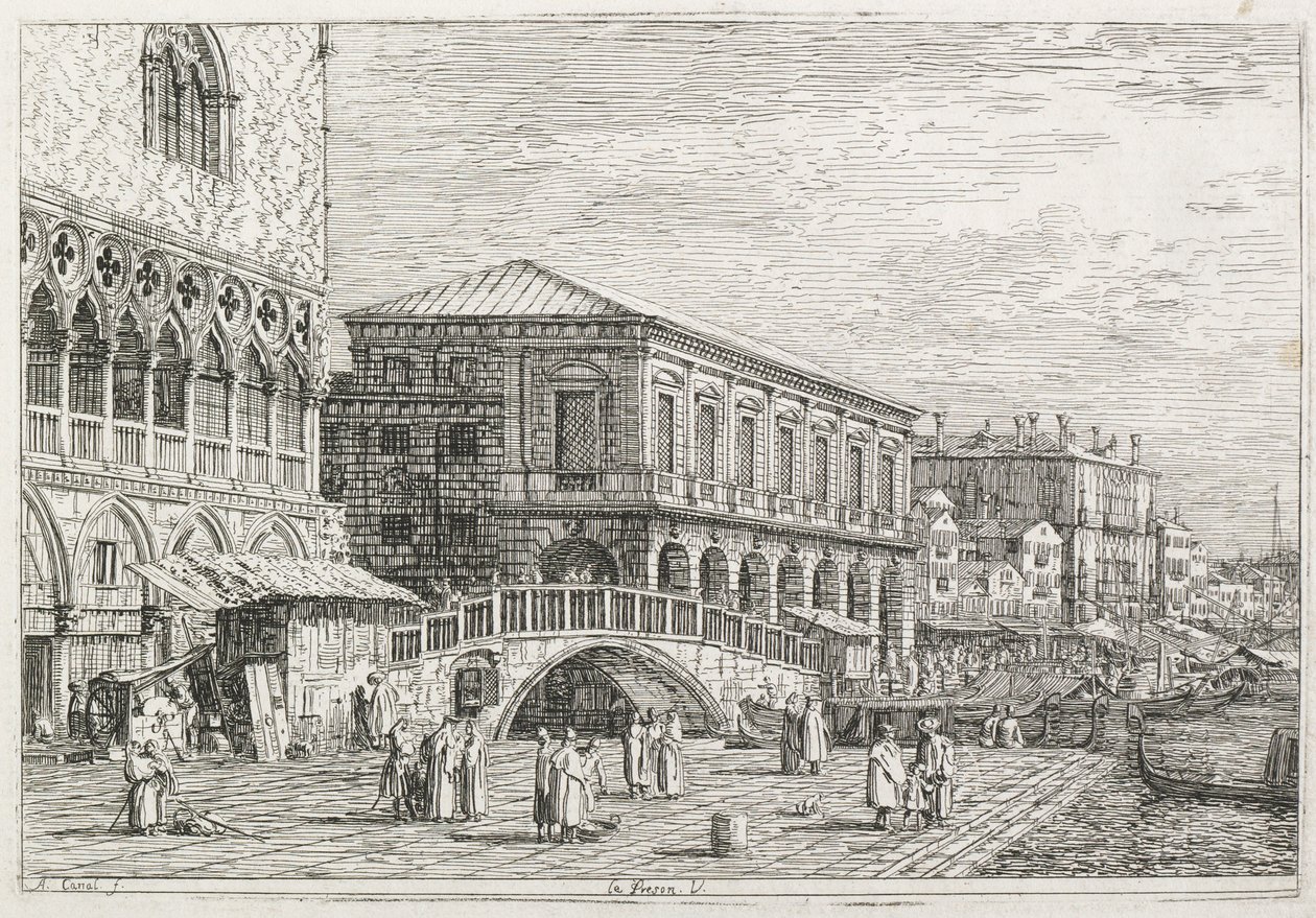 Näkymät: Vankila, Venetsia tekijältä Antonio Canaletto