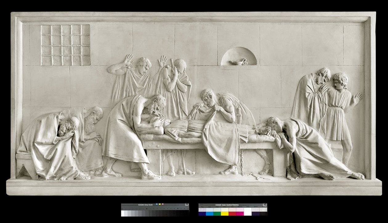 Krito sulkemassa Sokrateen silmät, 1790-92 (kipsi) tekijältä Antonio Canova