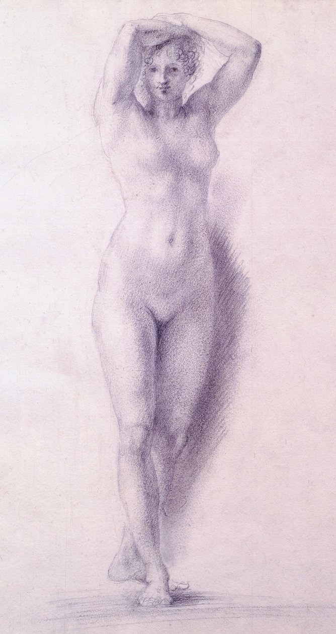 Antonio Canovan (1757-1822) käsivarret kohotettu naishahmo, piirustus tekijältä Antonio Canova