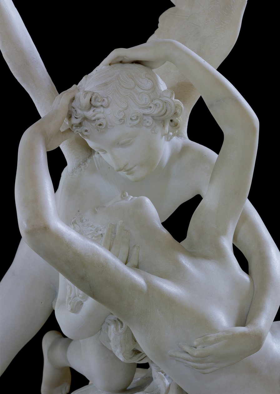 Amorin suudelma herättää Psyken henkiin marmorista yksityiskohta kuvasta 123192 tekijältä Antonio Canova