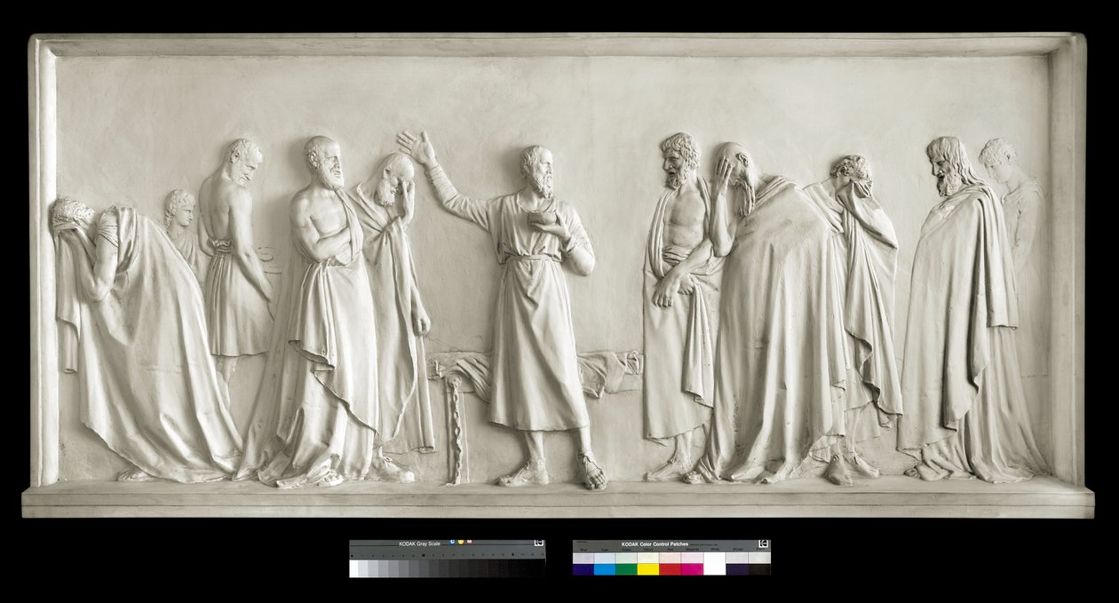 Sokrates juomassa puolukkamaljaa, 1787-90 (kipsi) tekijältä Antonio Canova