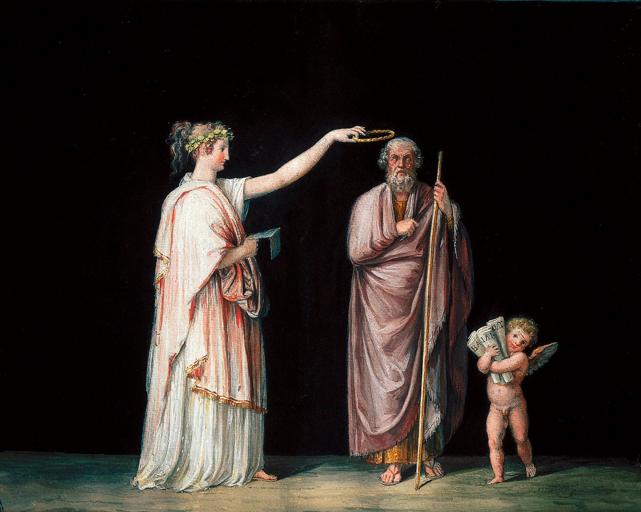 Muse Calliope ja Homer. Antonio Canovan (1757-1822) tempera, noin 1798. tekijältä Antonio Canova