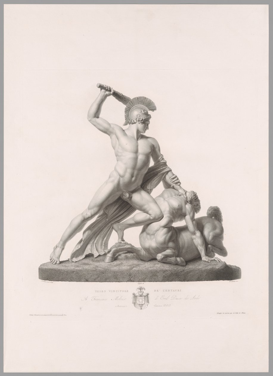Theseus ja kentauri, etunäkymä, Oeuvre de Canovasta. tekijältä Antonio Canova
