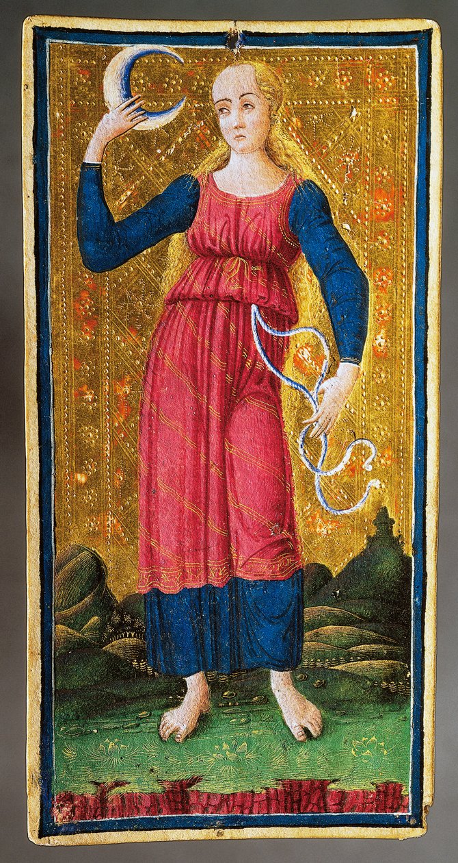 Tarot-kortti, joka kuvaa Kuuta tekijältä Antonio Cicognara