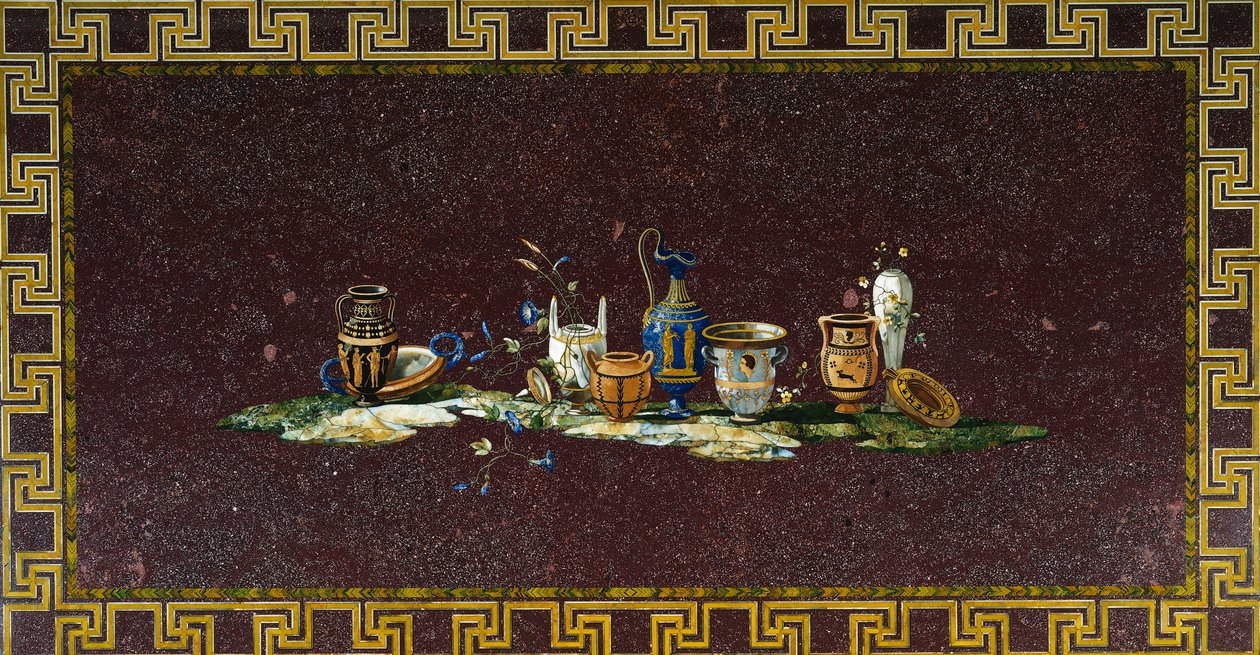 Pöytä upotettu puolijalokiveillä Antonio Ciocin (toimii 1700-luvun jälkipuoliskolla), Italiasta suunnittelema tekijältä Antonio Cioci or Ciocchi