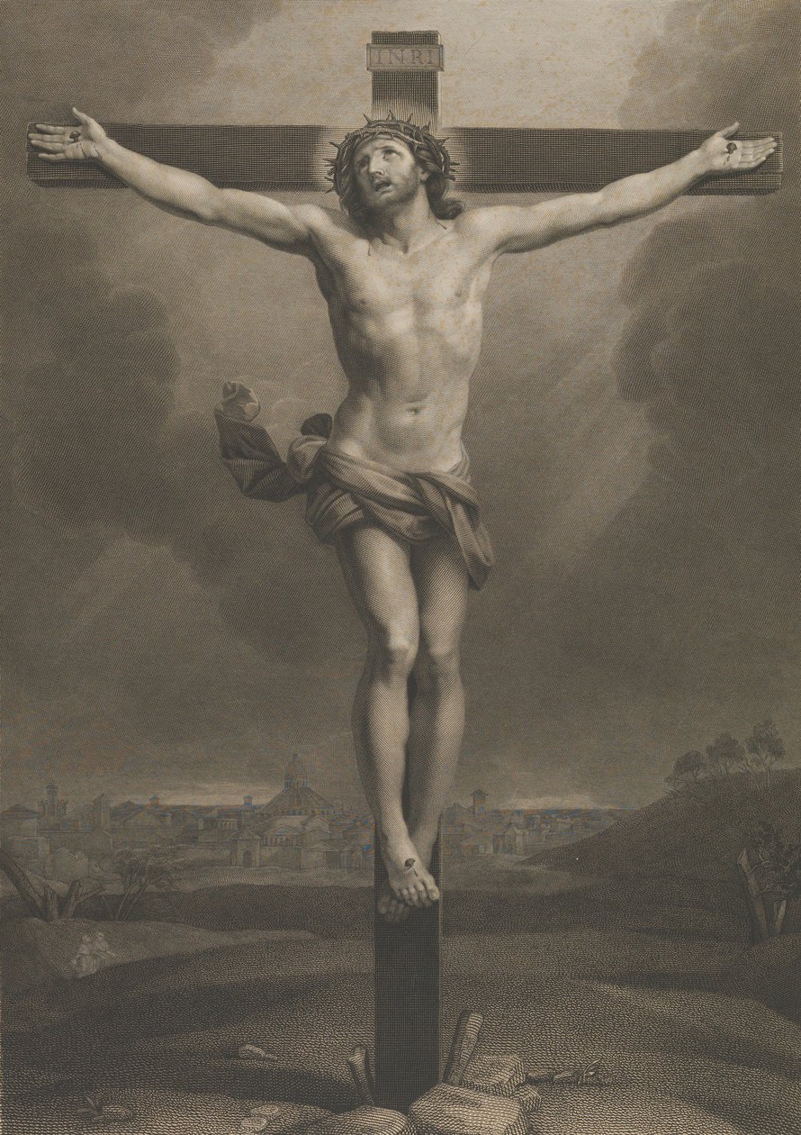 Kristus ristillä, kaupunki taustalla, Renin jälkeen, 1850-88. tekijältä Antonio Dalco