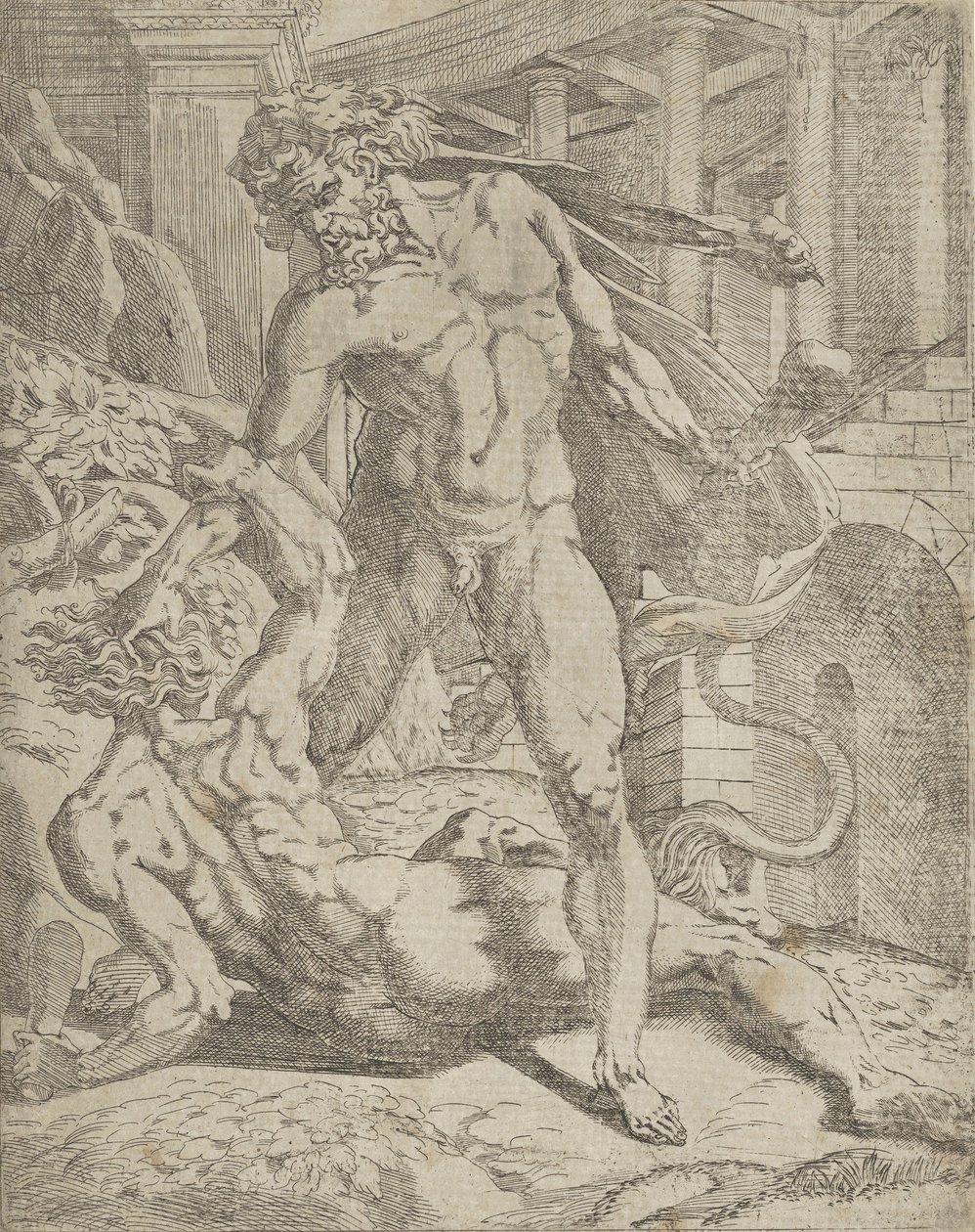 Herkules ja Cacus, 1540-45. tekijältä Antonio Fantuzzi