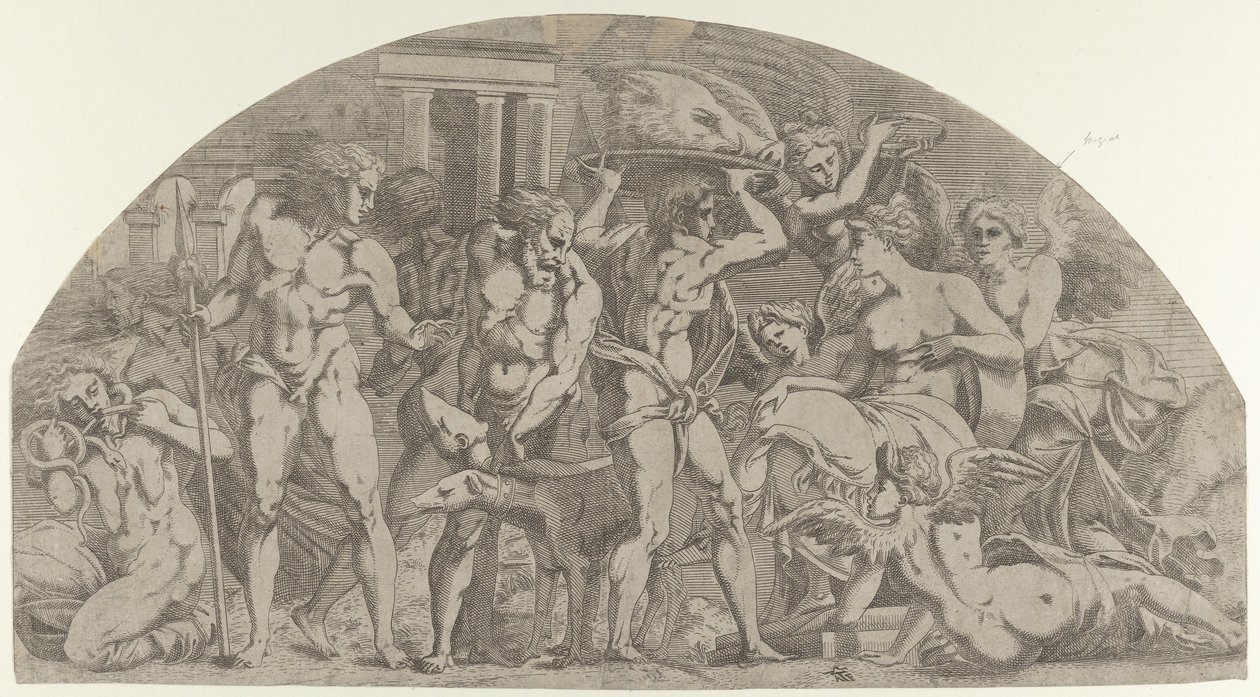 Meleager tuo villisian pään Atalantaan, 1540-45. tekijältä Antonio Fantuzzi