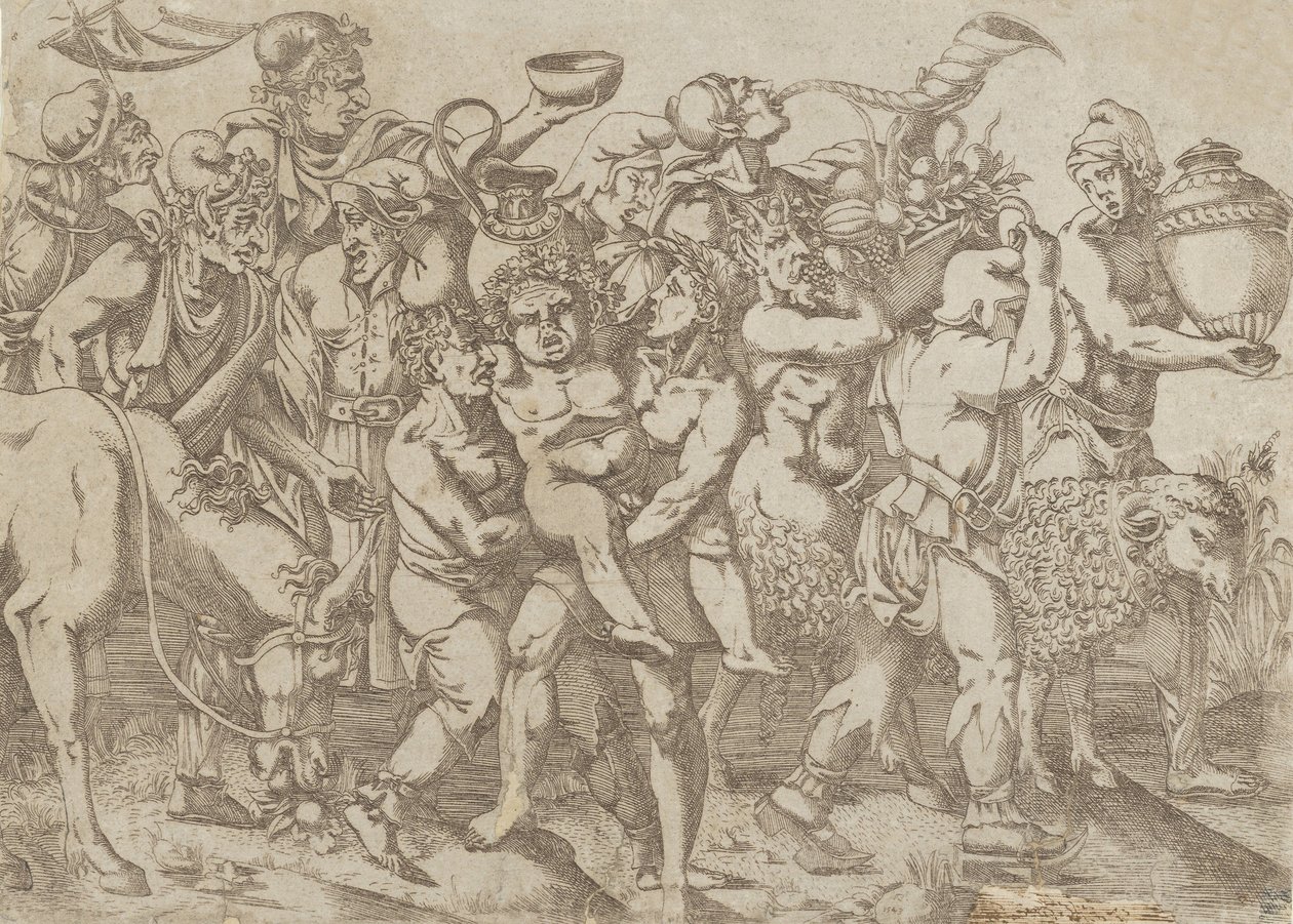 Silenus kantoi, 1543. tekijältä Antonio Fantuzzi