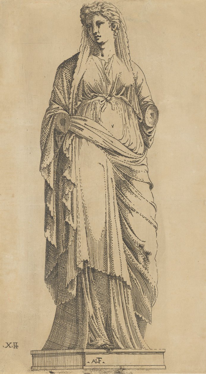 Nainen koko kasvot, hänen päänsä hieman vasemmalle, n. 1543. tekijältä Antonio Fantuzzi