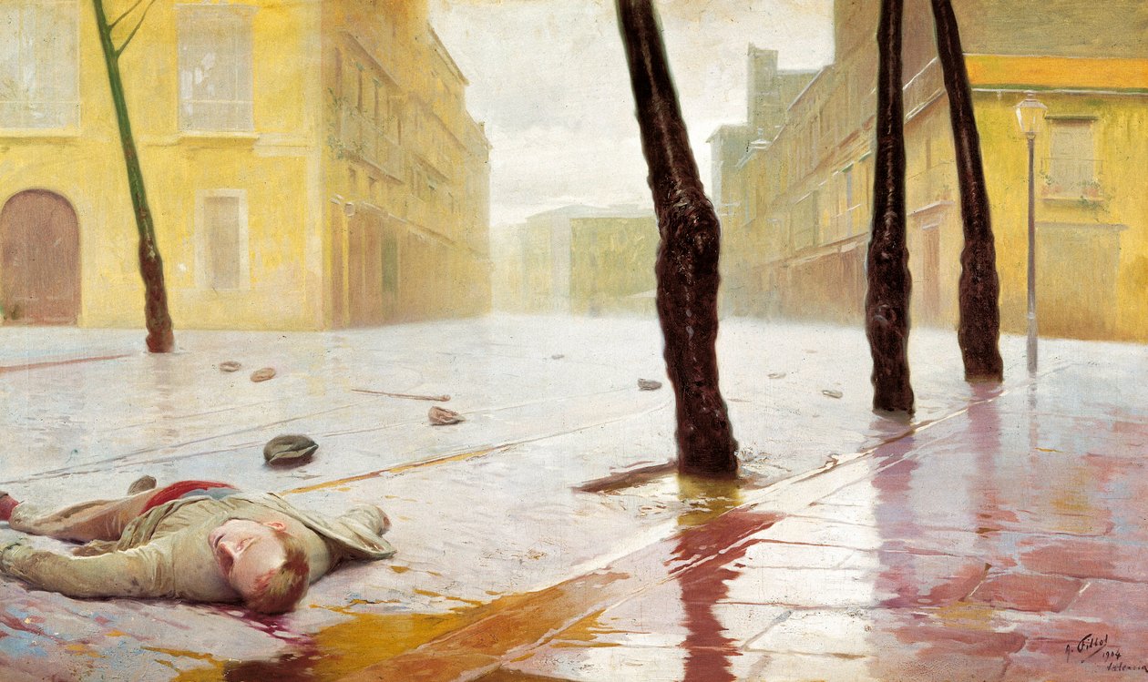 Taistelun jälkeen. Antonio Fillolin (1870-1930) maalaus tekijältä Antonio Fillol