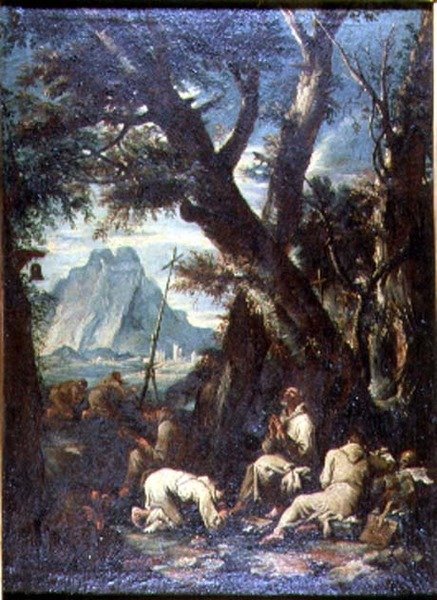 Maaseutu erakoiden kanssa, n. 1700-10 (öljy kankaalle) tekijältä Antonio Francesco Peruzzini