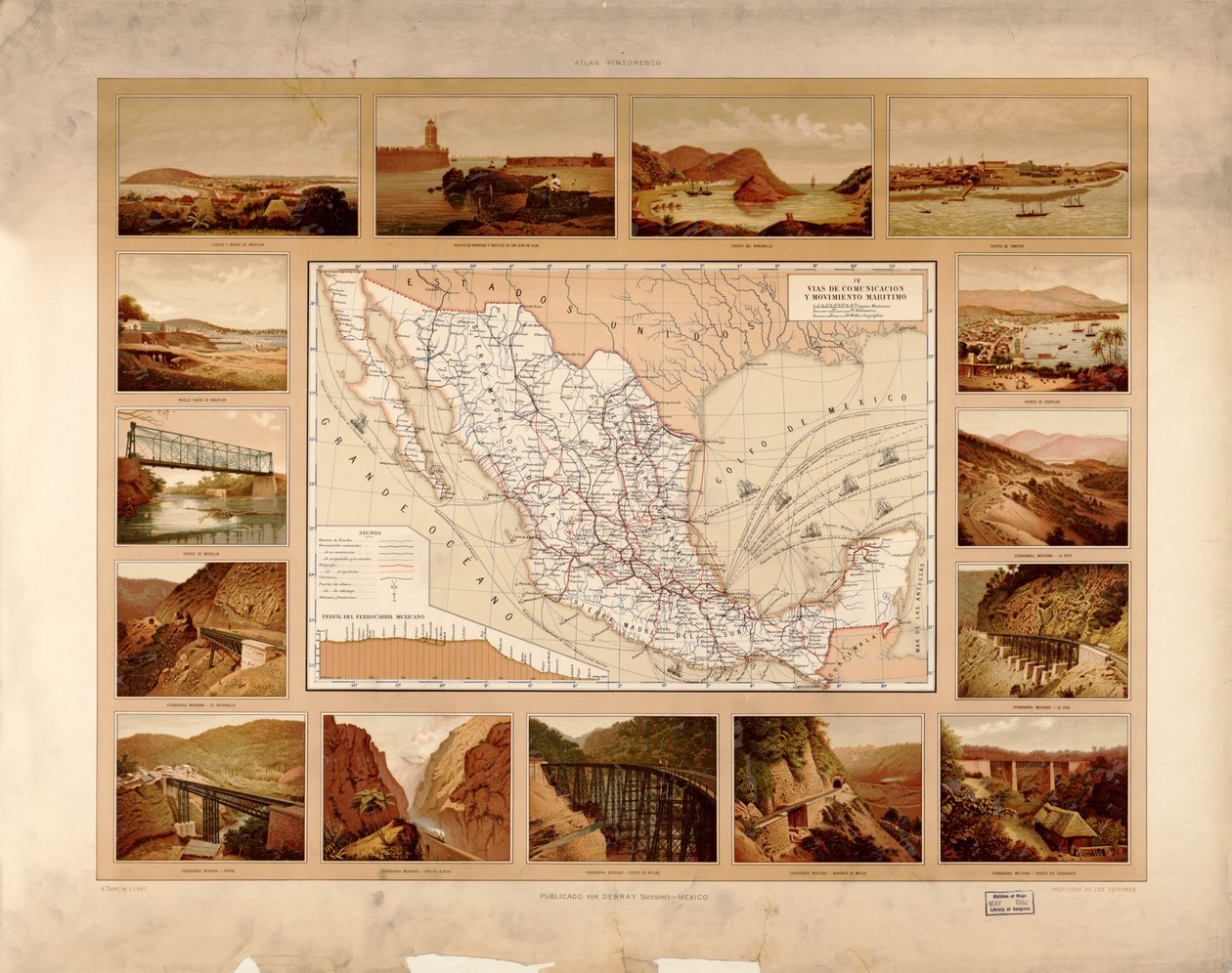 Meksikon yhdysvaltojen maalauksellinen ja historiallinen atlas. LOC 2008621671-7 tekijältä Antonio García Cubas