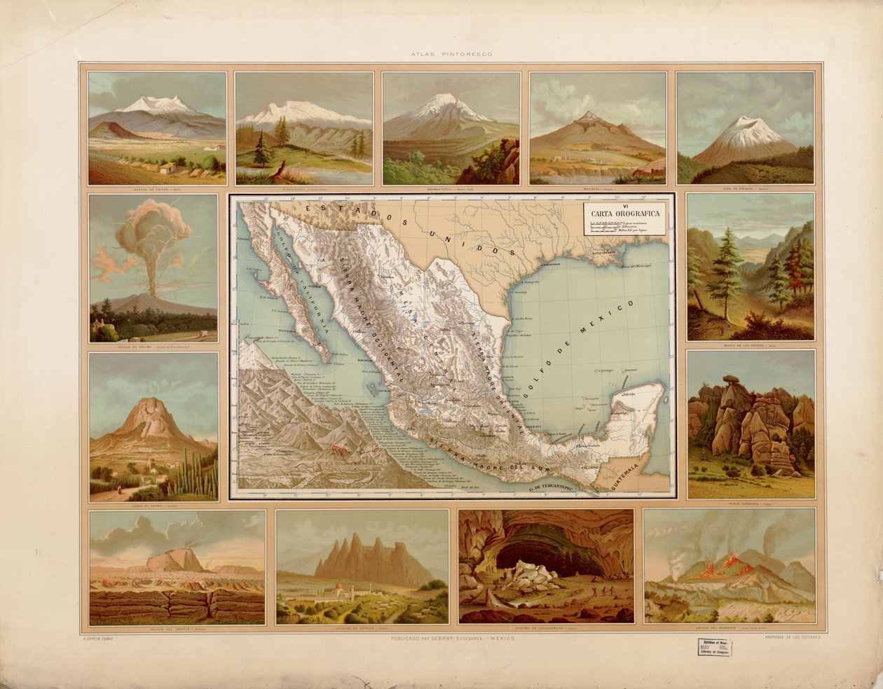 Meksikon yhdysvaltojen maalauksellinen ja historiallinen atlas. LOC 2008621671-9 tekijältä Antonio García Cubas