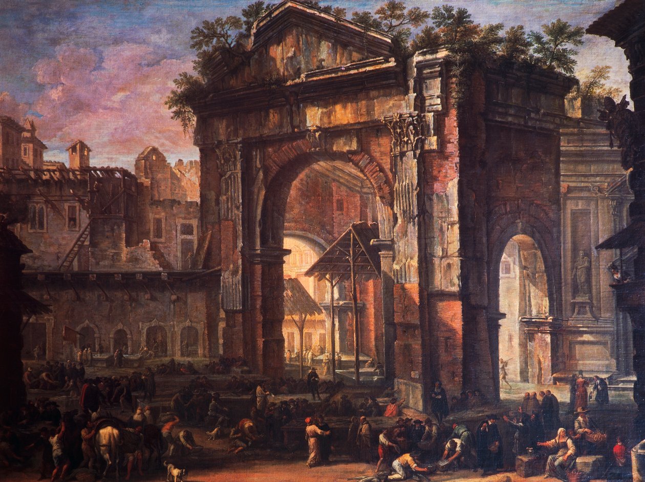 Portico of Octavia (öljy kankaalle) tekijältä Antonio Gaspari