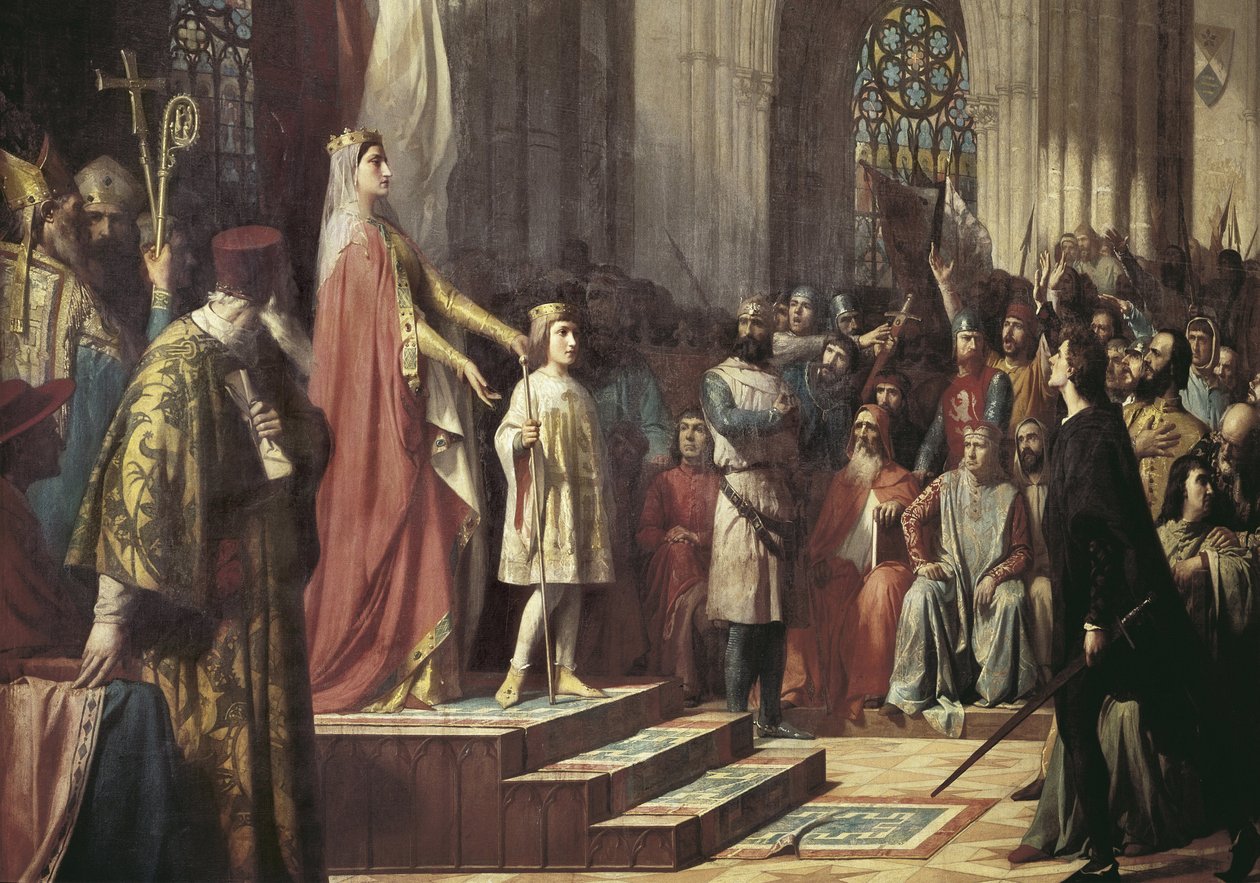Maria de Molina esittelee poikansa Valladolid Cortesille. 1863 (öljy kankaalle) tekijältä Antonio Gisbert