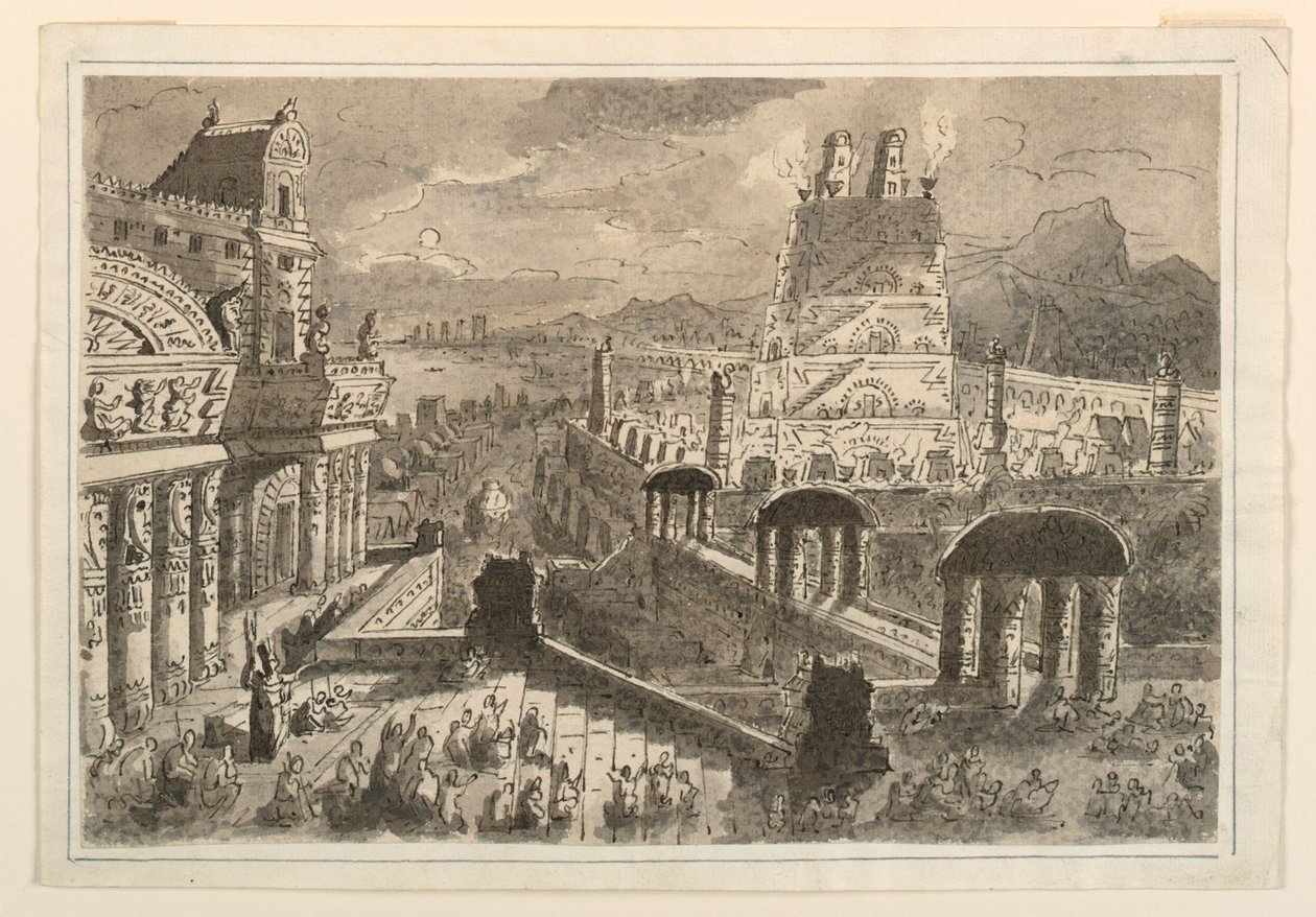 Montezuman palatsi, Meksiko tekijältä Antonio Giuseppe Basoli