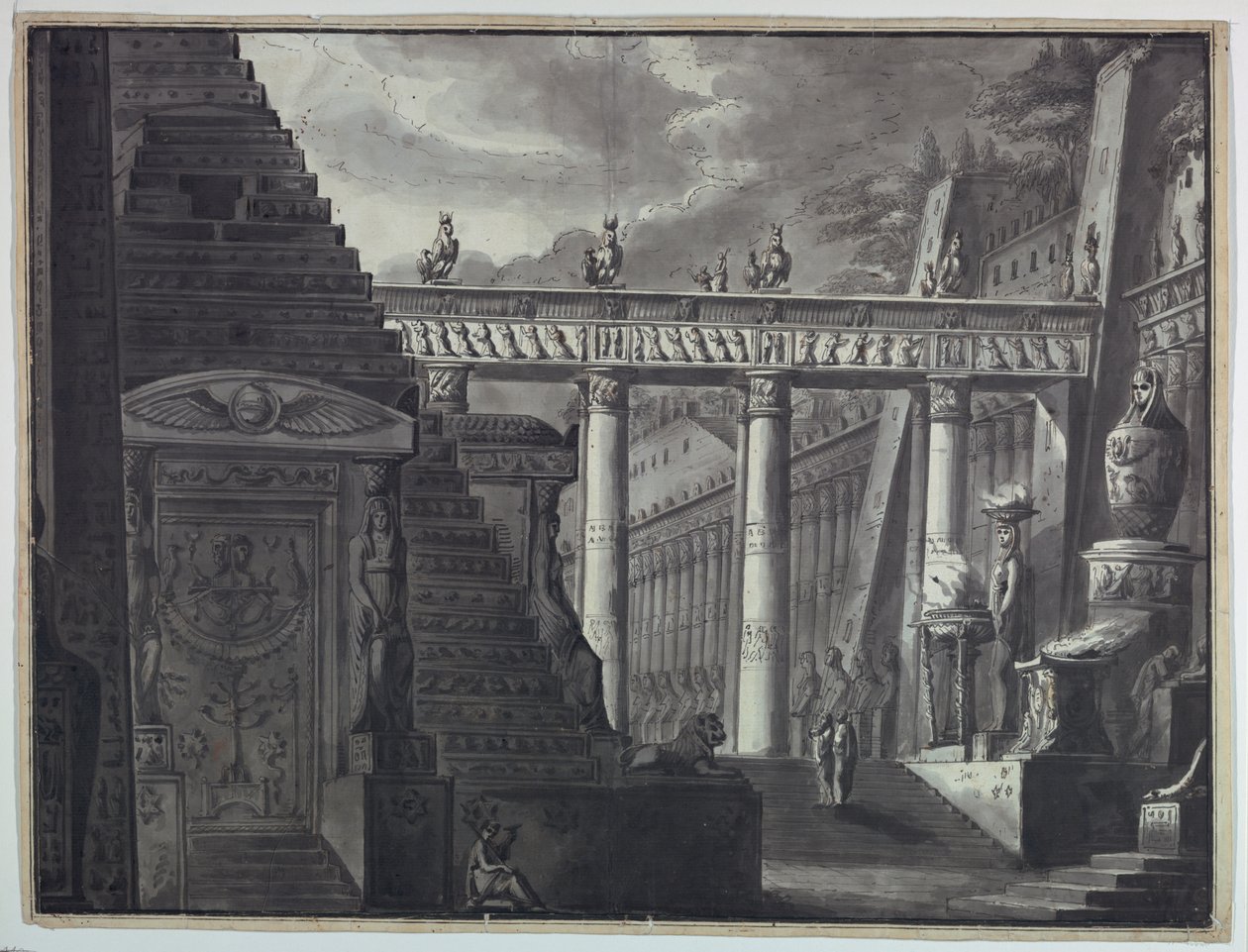 Lavastus, Egyptin temppelin piha tekijältä Antonio Giuseppe Basoli