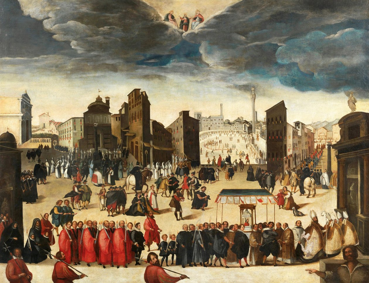Kulkue, jossa juhlitaan Insigne Collegiata di Santa Marian vihkimistä 23. lokakuuta 1611. tekijältä Antonio Gregori