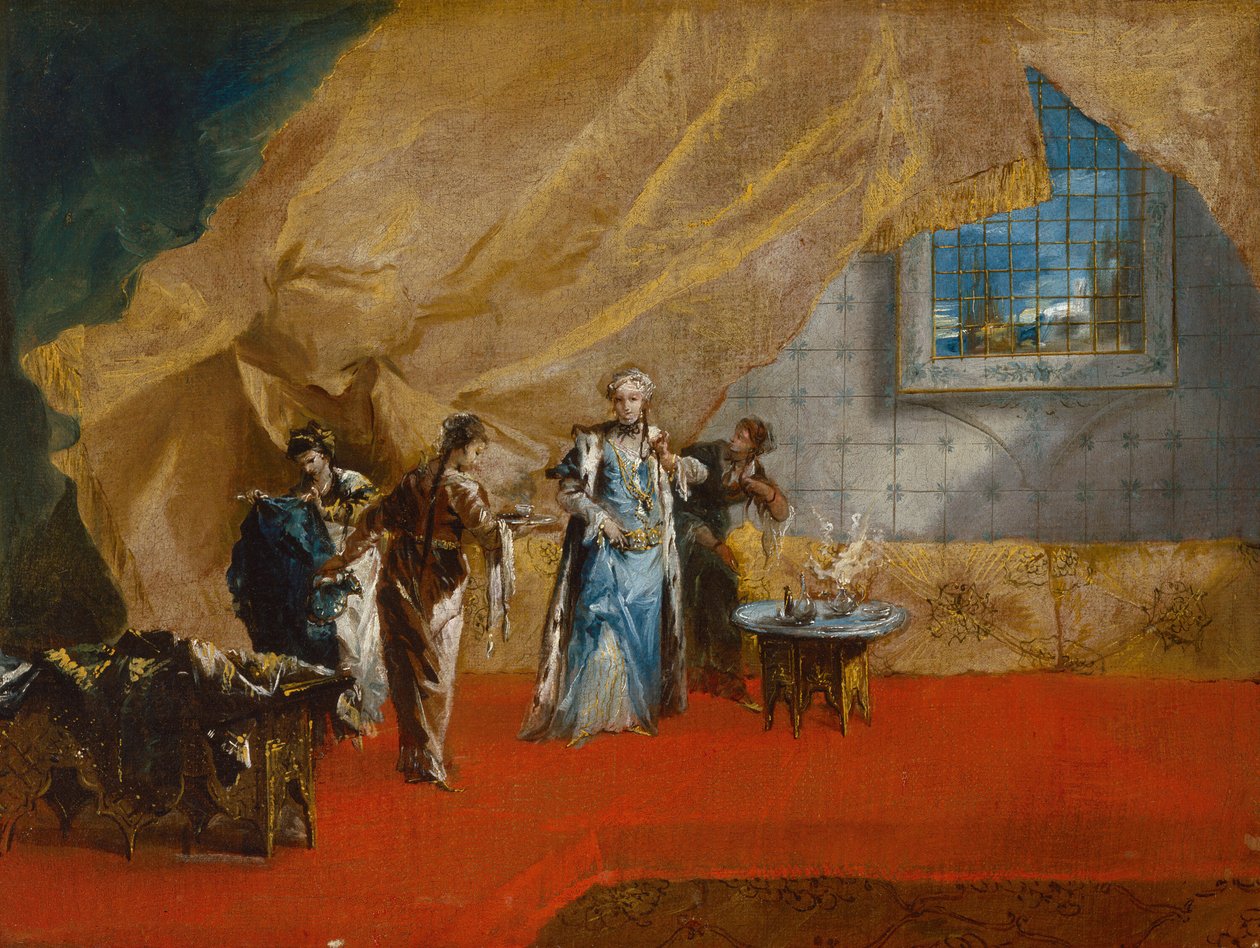 Sisustus: Sulttaana juomassa kahvia haaremissa, 174243. tekijältä Antonio Guardi