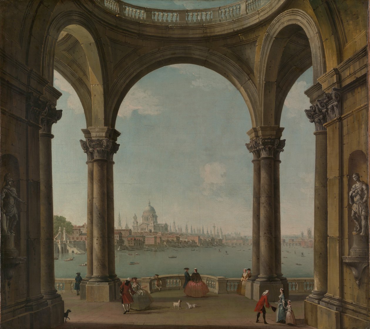 Capriccio St. Paulsin ja Old London Bridgen kanssa. tekijältä Antonio Joli