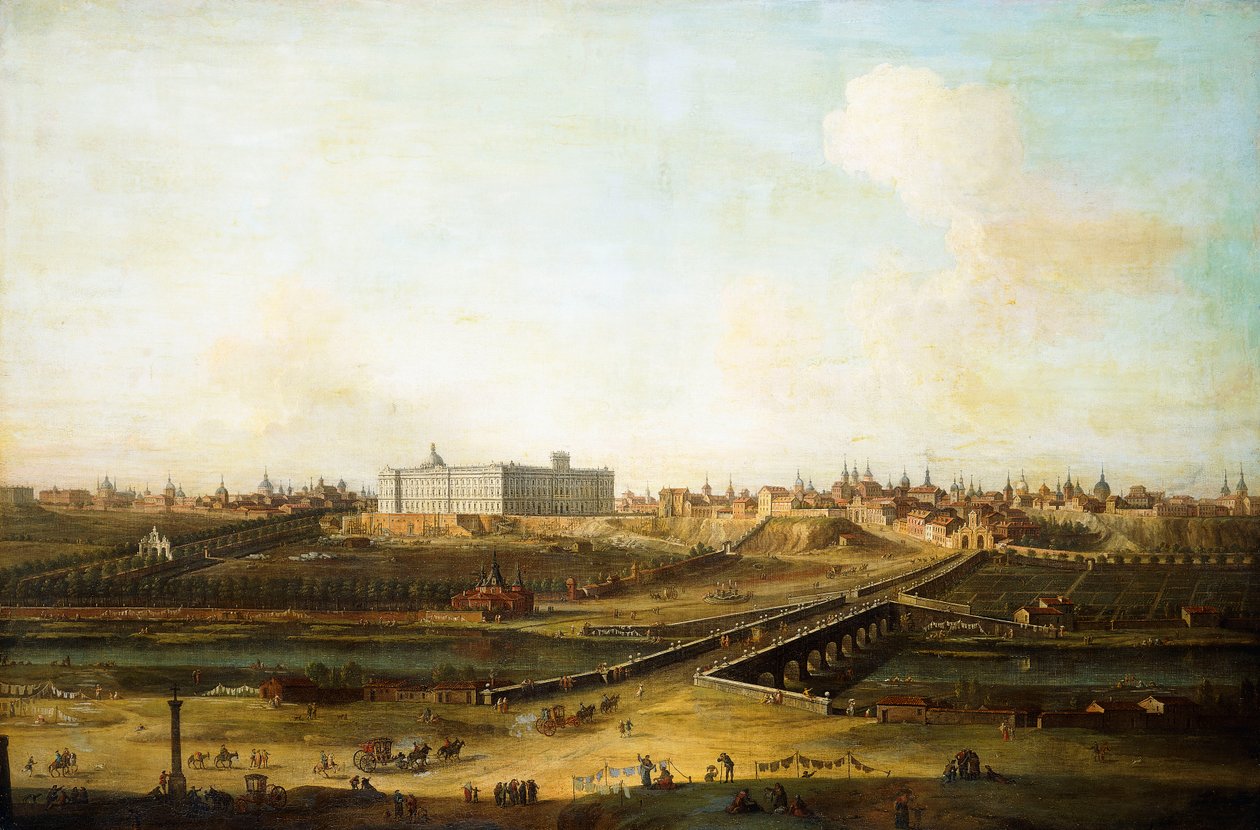 Madrid ja Palacio Real Manzanaresin Länsirannalta, 1752-53 tekijältä Antonio Joli