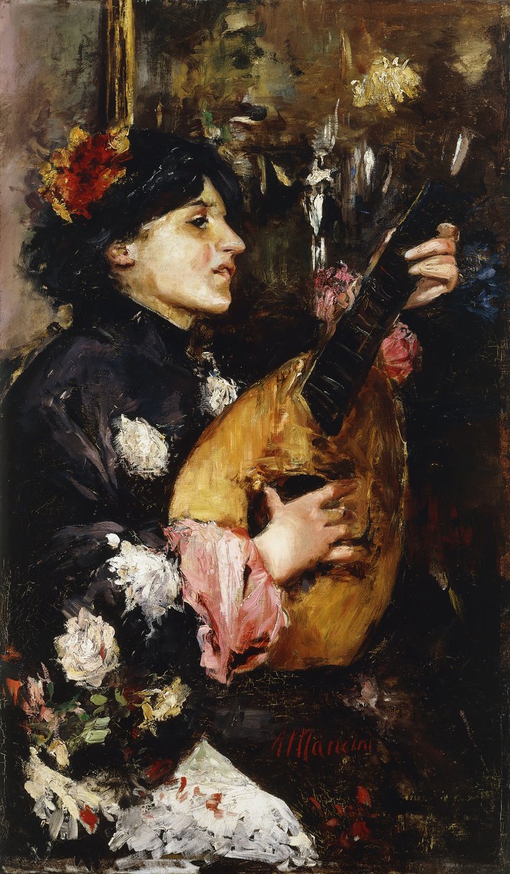 Nainen mandoliinilla, tekijältä Antonio Mancini