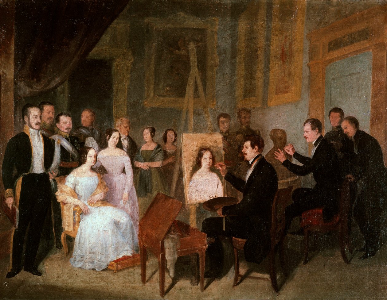 Dodge työhuoneessaan maalasi muotokuvan Espanjan kuningatar Isabella II:sta (1830-1904). Antonio Maria Esquivelin (1806-1857) maalaus tekijältä Antonio María Esquivel y Suárez de Urbina