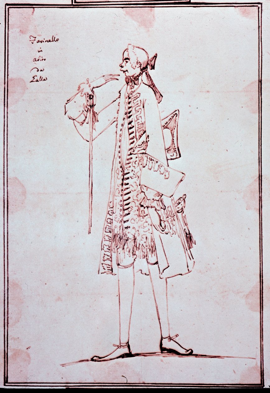 Carlo Broschin muotokuva nimeltä Farinelli (1705-1782) Italialainen castrato (castrat) Anton Maria Zanettin (1680-1767) sarjakuva. 1700-luvulla. Yksityinen kokoelma. tekijältä Antonio Maria Zanetti