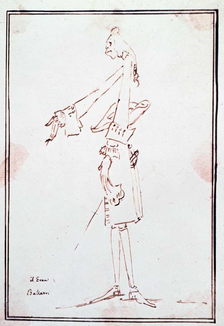 Muotokuva Filippo Balatrin (1676-1756) italialaisesta kastraatista (castrato) Anton Maria Zanettin (1679Ð1767) karikatyyri. 1700-luvun yksityinen kokoelma tekijältä Antonio Maria Zanetti