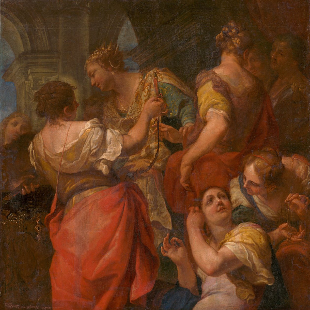 Akhilleus ja Lycomedeen tyttäret, n. 1680. tekijältä Antonio Molinari