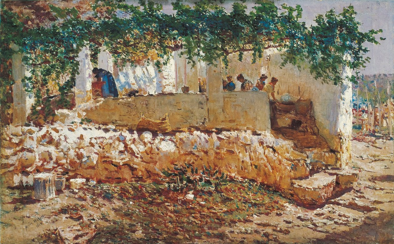 Les rentadores - Muñoz Degrain, Antonio (1840-1924) - 1903 - Oli sobre tela - 62x98 - Museo Carmen Thyssen, Malagafinnish tekijältä Antonio Munoz Degrain