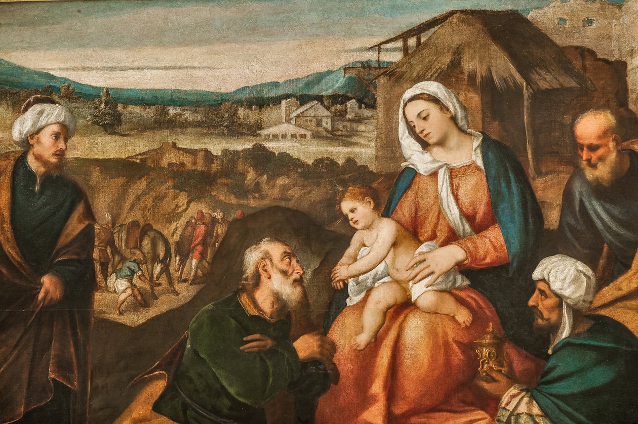 Adoration of the Magi, yksityiskohta numerosta 2384624 (öljy kankaalle) tekijältä Antonio Palma