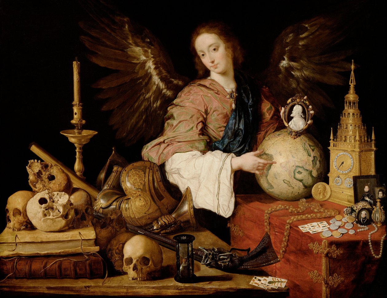 ""Allegorie de la Vanite"" ("Turhamaisuuden allegoria") Yksityiskohta turhuuksista ja sammuneesta kynttilästä - Antonio de Pereda y Salgadon (1611-1678) maalaus 1634 Koko 139,5x174 cm Wien, Kunsthistorisches Museum tekijältä Antonio Pereda y Salgado