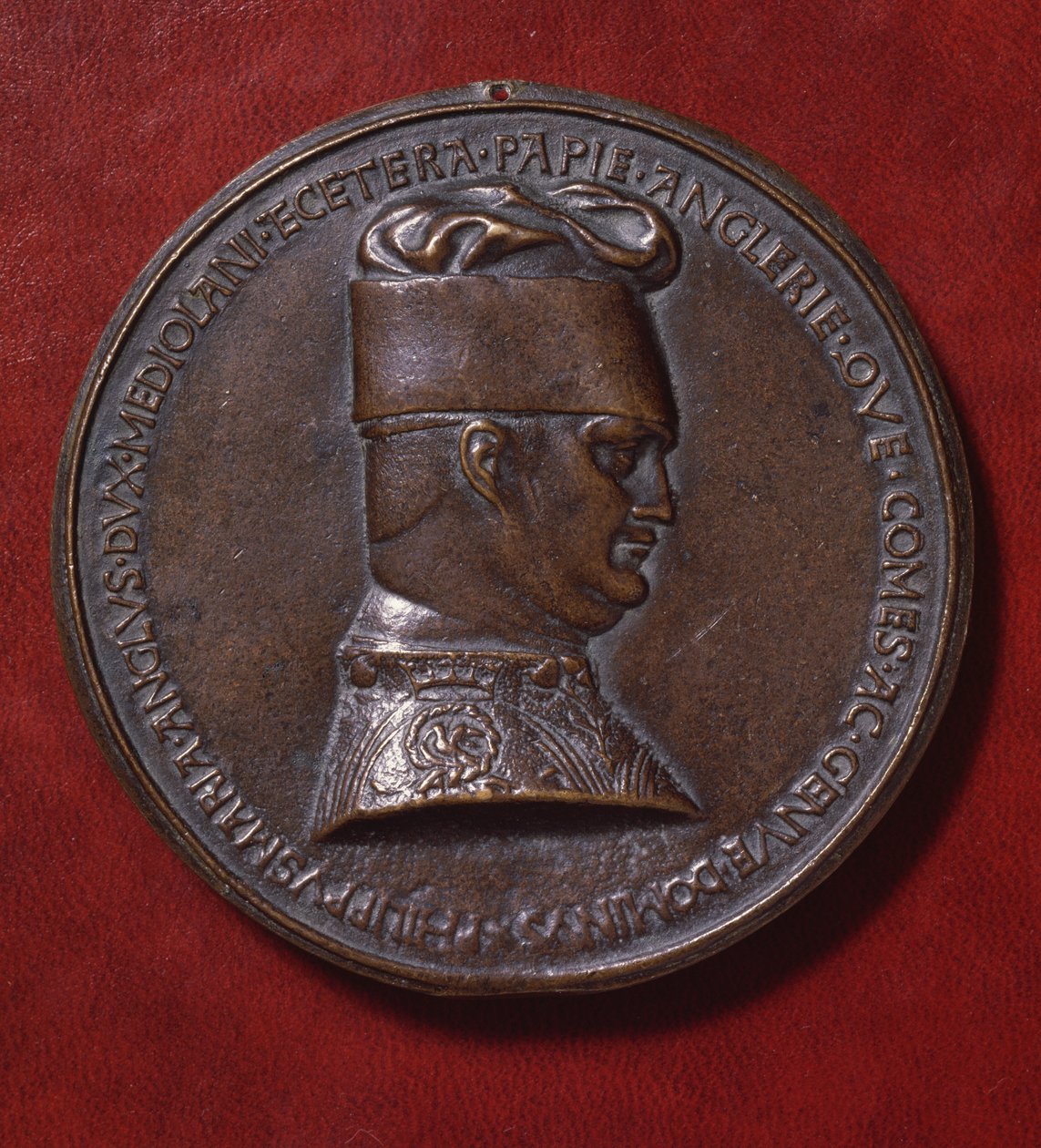 Filippo Maria Viscontin (1392-1447) pronssimitali, kääntöpuoli, suunnitellut vuonna 1441 Antonio di Puccio Pisano, joka tunnetaan nimellä Pisanello (n. 1395-1455), halkaisija 10,20 cm tekijältä Antonio Pisanello