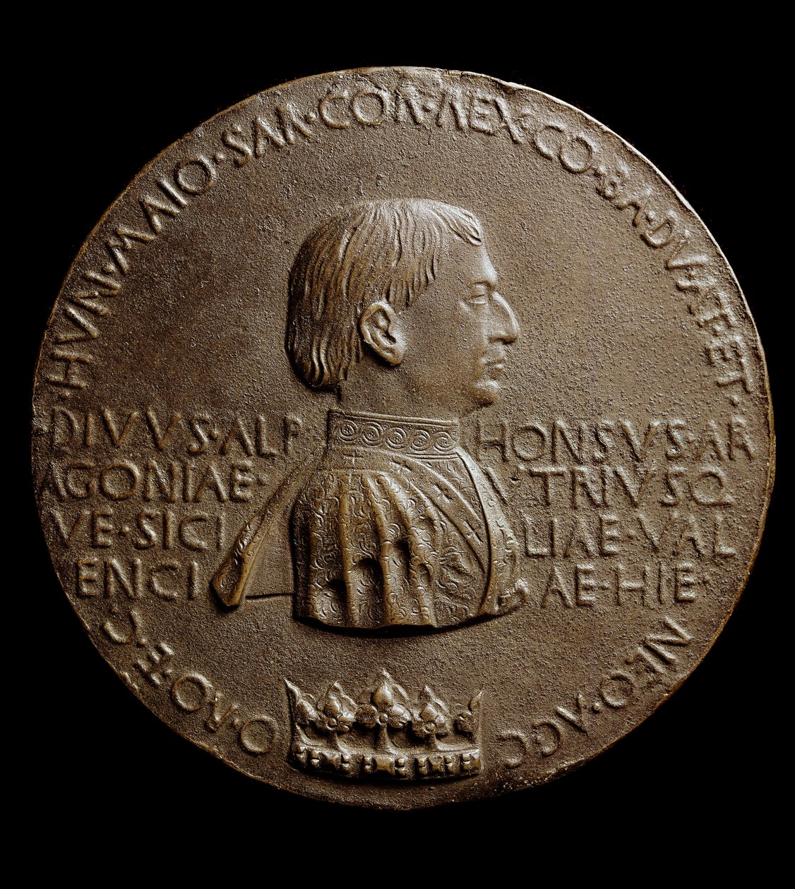 Aragonian Alfonso V:n mitali (Alfonso Magnanimus tai Suuri). Italiaksi Alfonso the Magnificent tai Alfonso V of Aragon tekijältä Antonio Pisanello