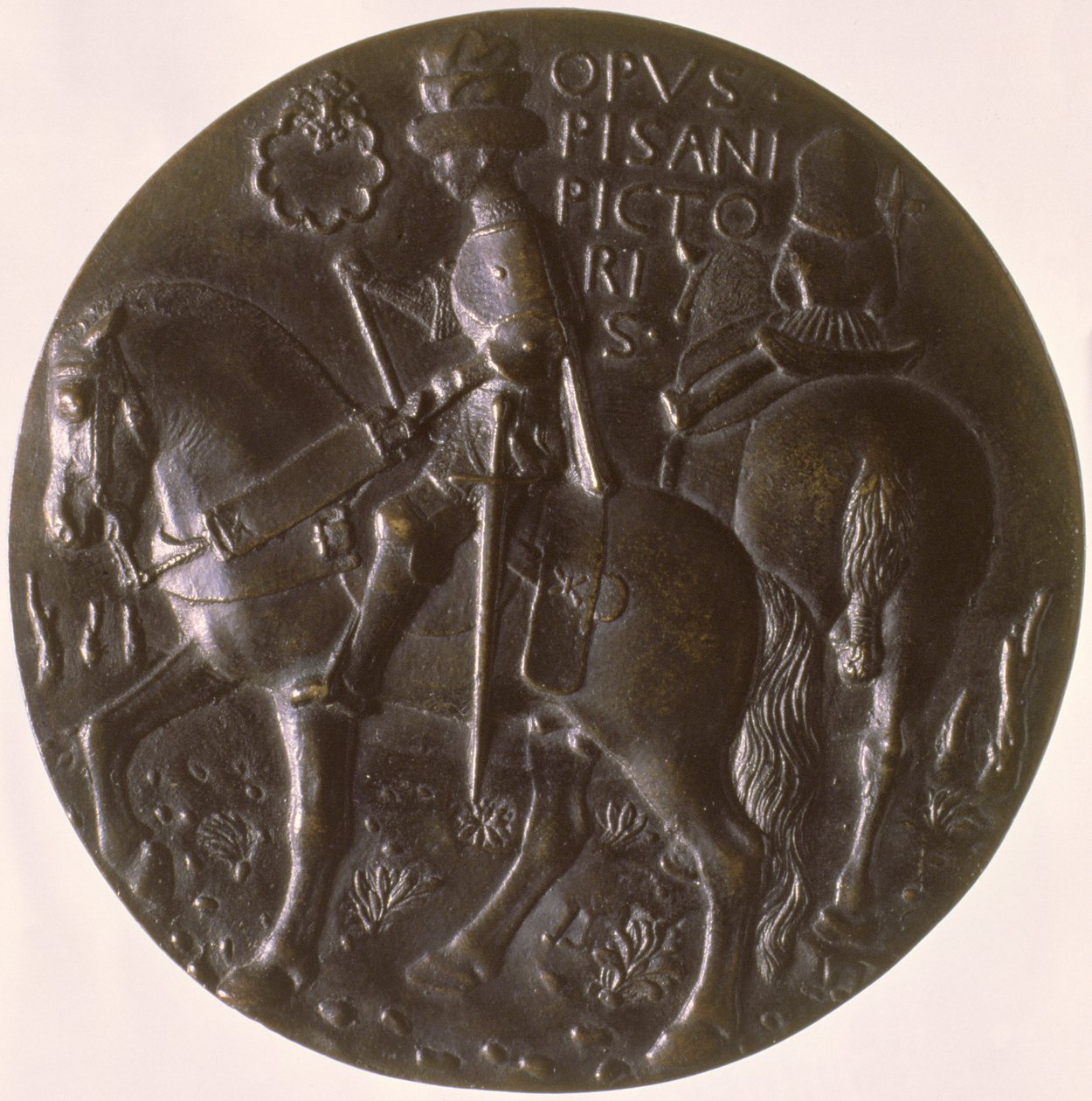 Muotokuvamitali, kääntöpuolella Gianfrancesco Gonzaga 13945-1444 hevosen selässä, 1446-8 pronssi, etupuoli ks. 96843. tekijältä Antonio Pisanello