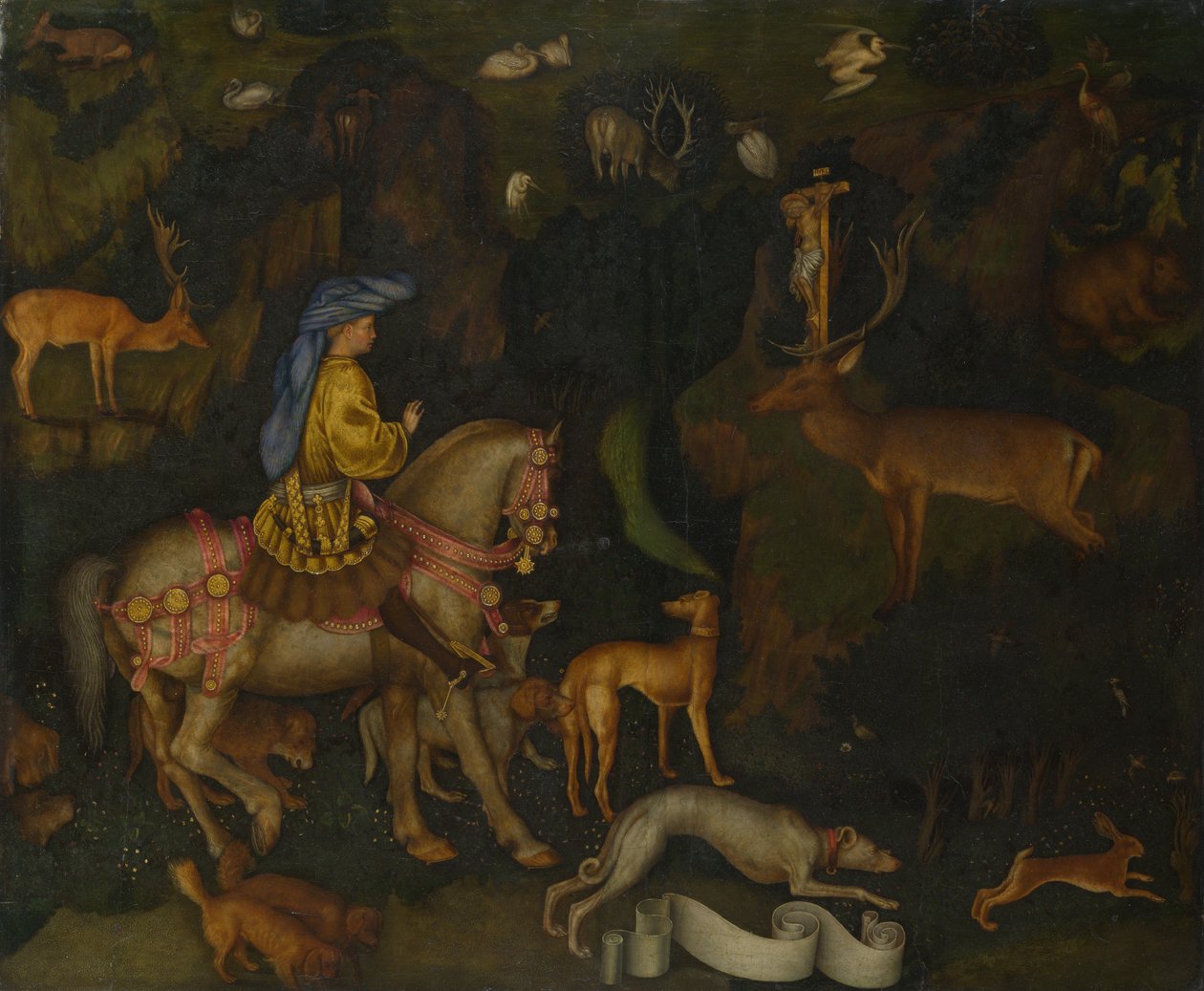 Pyhän Eustacen visio, n. 1440 tekijältä Antonio Pisanello